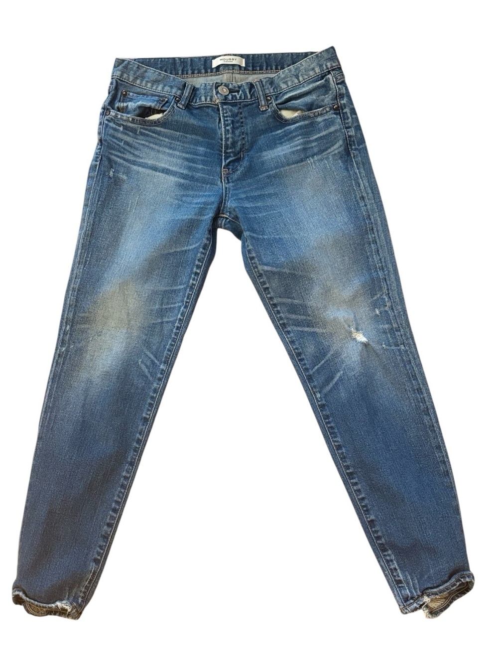 Moussy Vintage Blue Distressed Tapered Denim Jeans Size 29